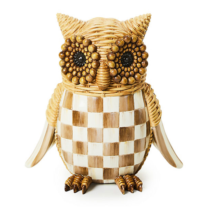 Autumnology Check Basket Weave Owl Figurine