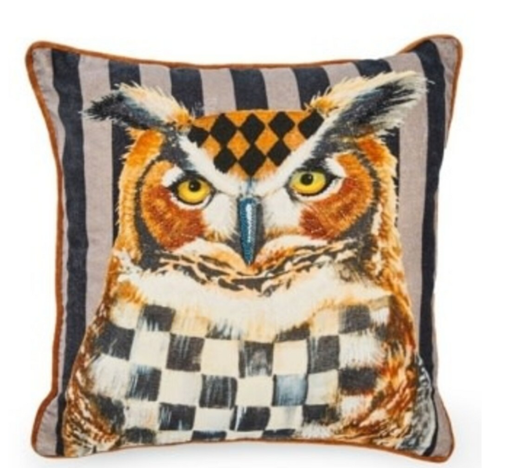 Autumnology Check Owl Throw Pillow