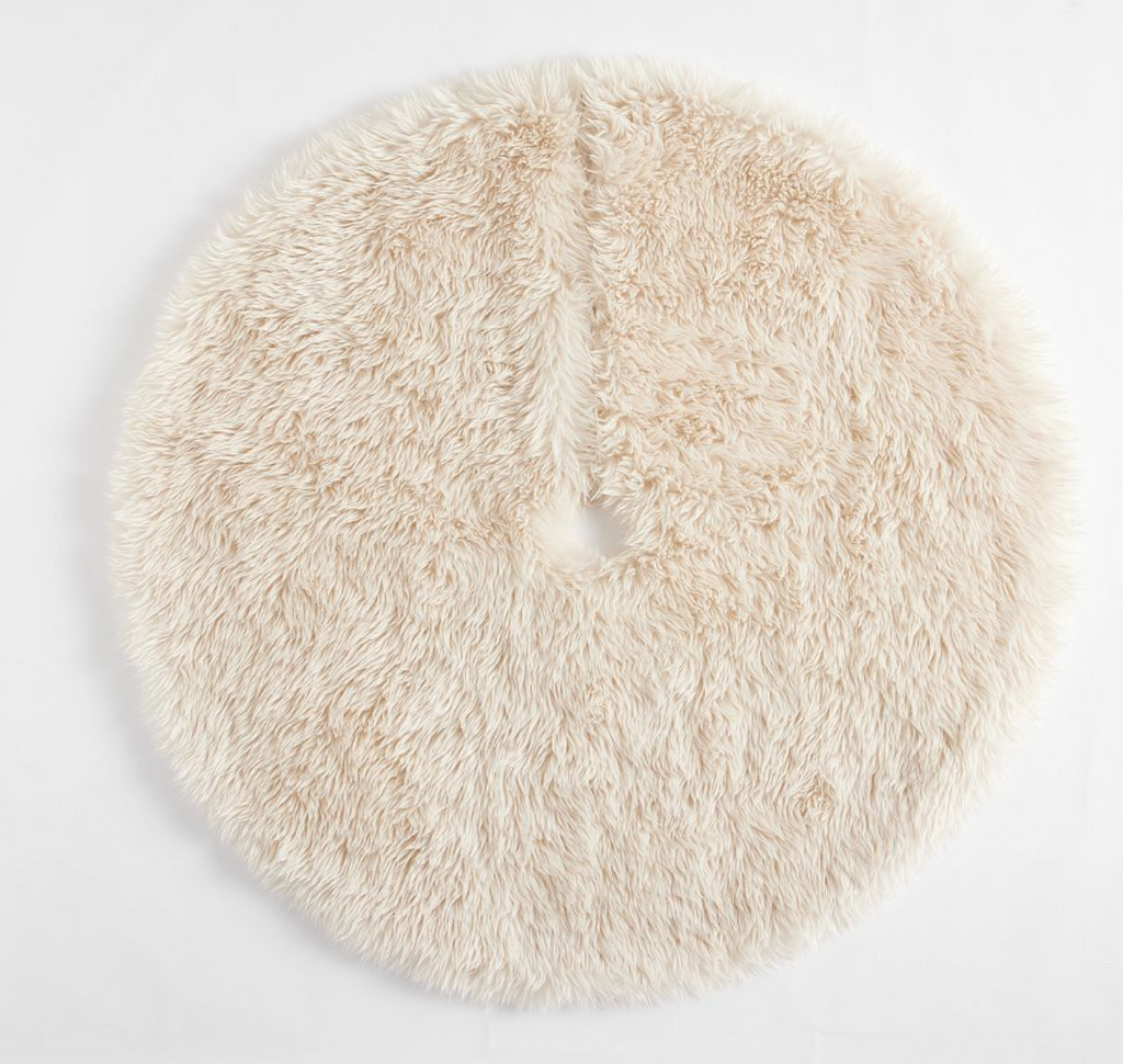 50 Inch White Faux Fur Tree Skirt