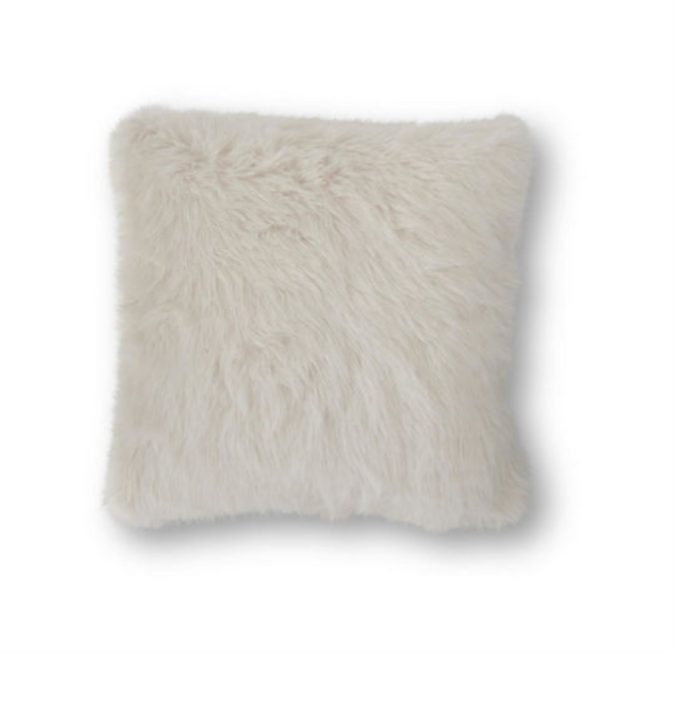 18 Inch White Faux Fur Pillow