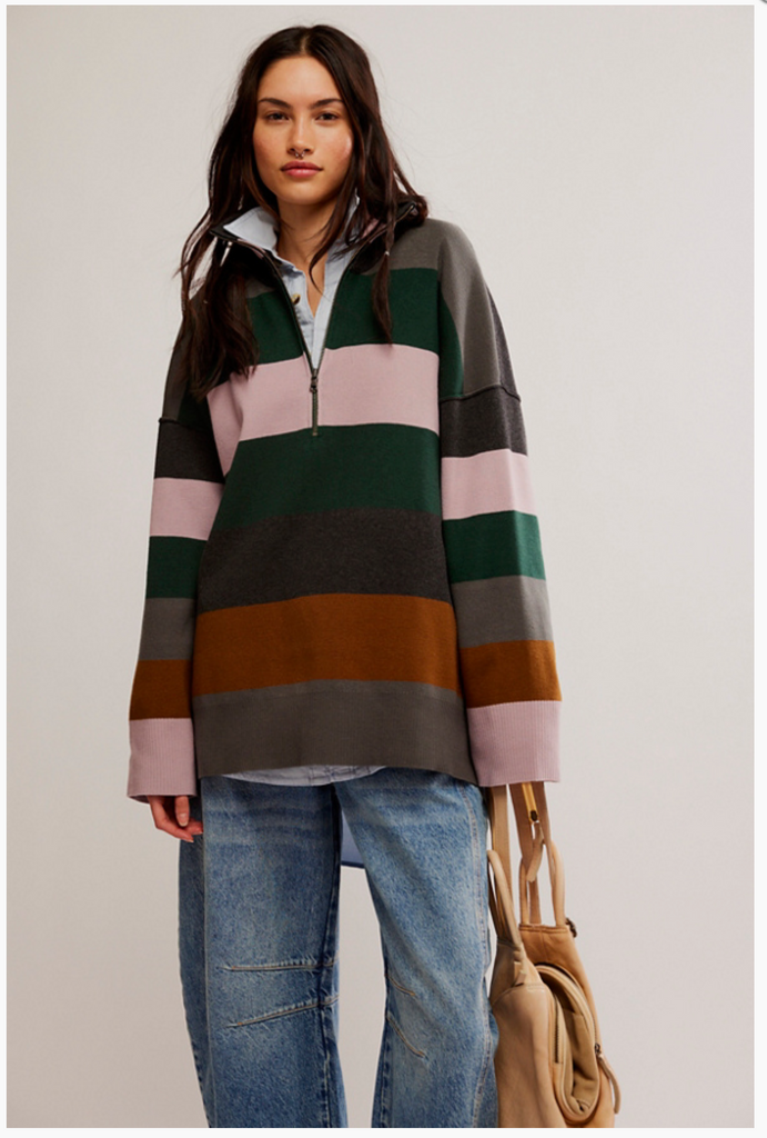 COASTAL STRIPE PULLOVER / PINE GROVE COMBO