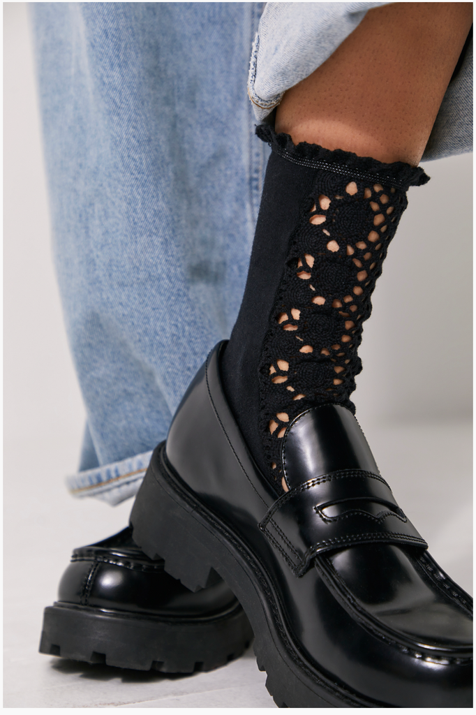 RUBIES CROCHET SOCKS / BLACK