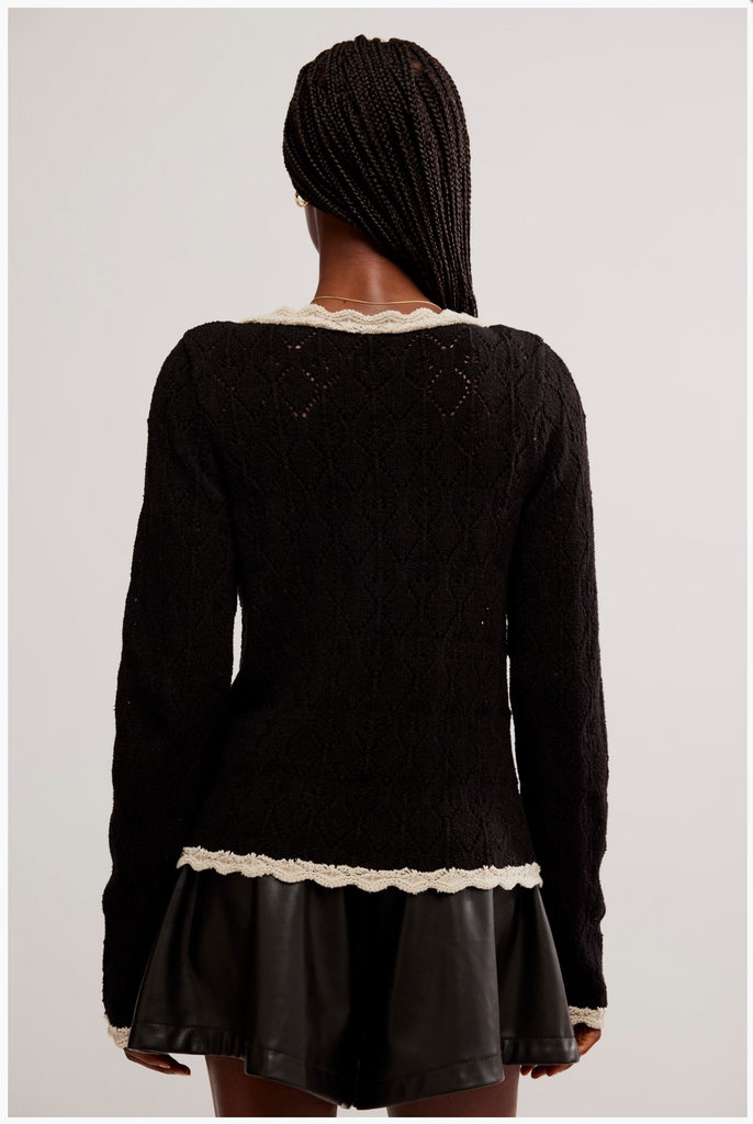 ADELENE CARDIGAN / BLACK CREAM COMBO