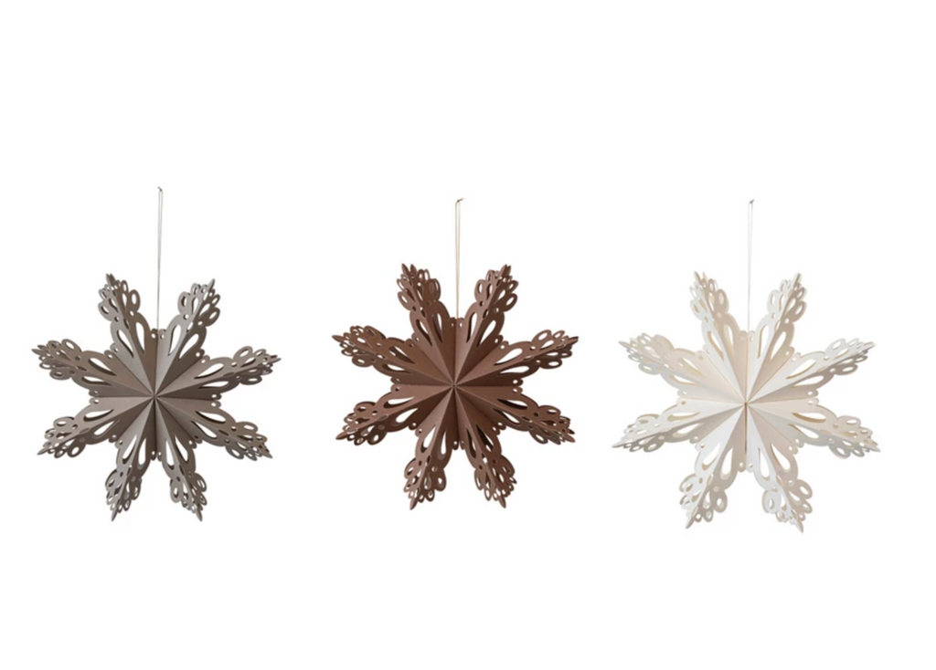 Recycled Paper Folding Snowflake Ornament, 3 Colors