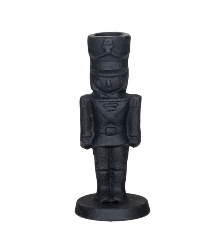 Cast Iron Soldier Shaped Taper Holder, Black