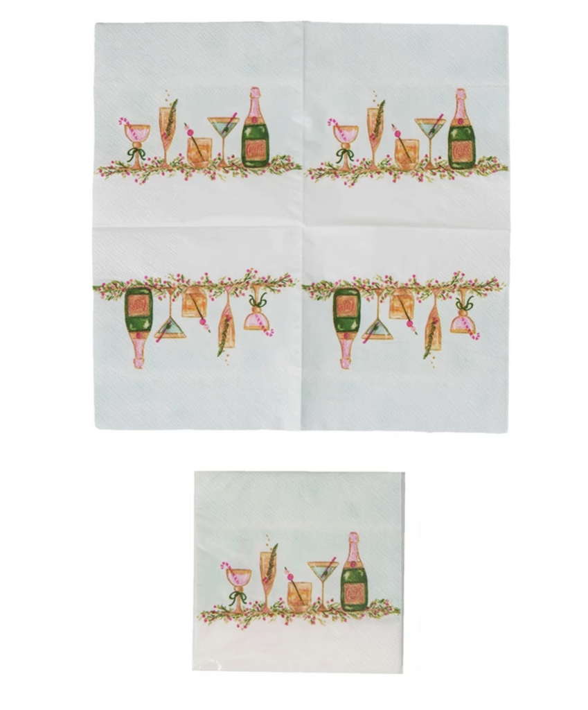 Paper Cocktail Napkins w/ Holiday Cocktails (Contains 50 Folded Pieces)