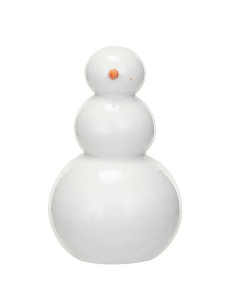 Stoneware Snowman, White & Orange Color