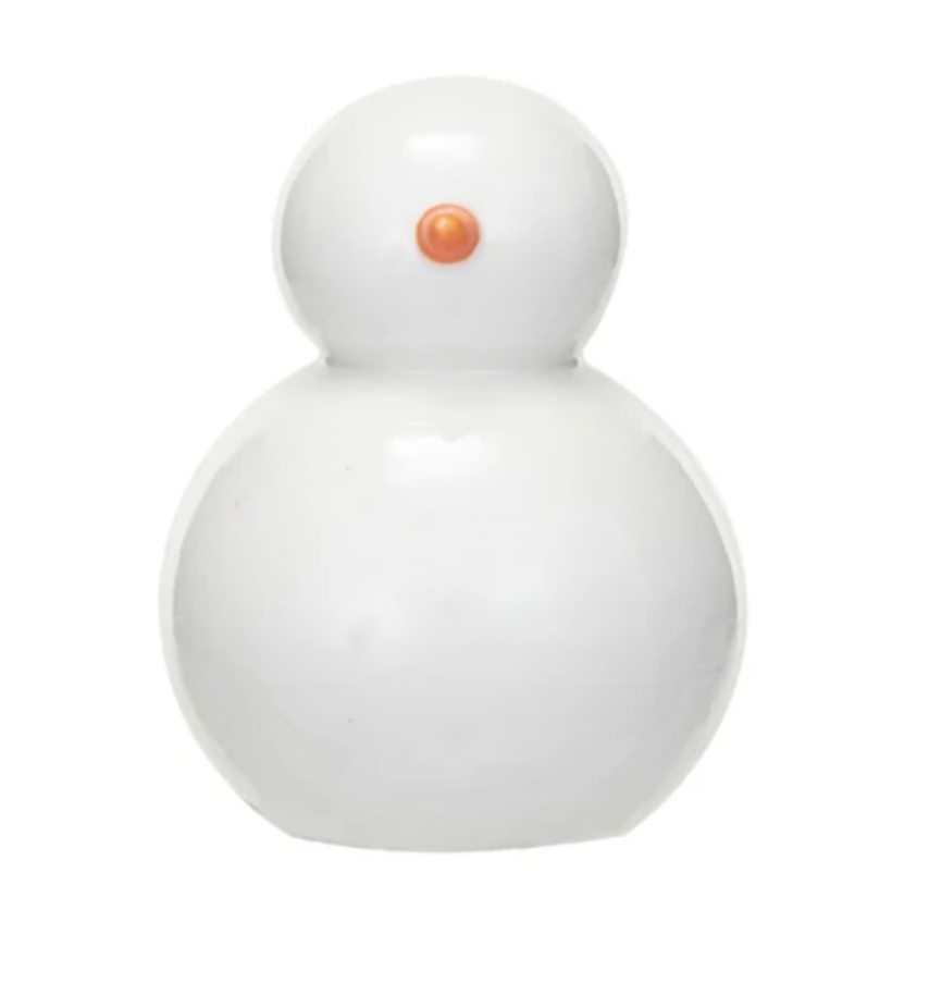 Stoneware Snowman, White & Orange Color