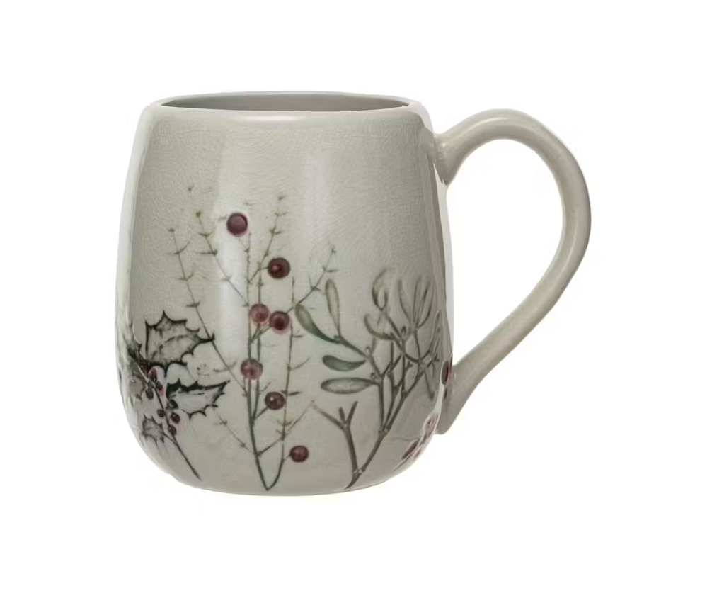 16 oz. Debossed Stoneware Mug w/ Seasonal Botanicals (Each One Will Vary)