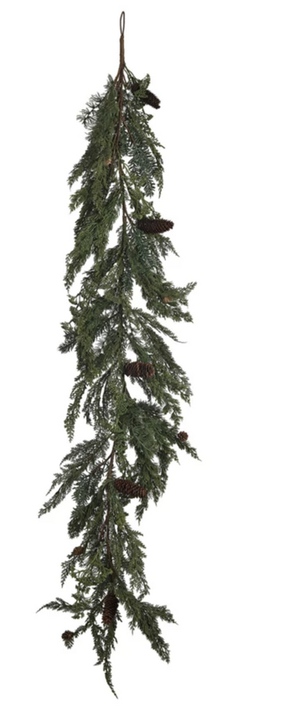 Faux Spruce & Pine Garland w/ Natural Pinecones, Green