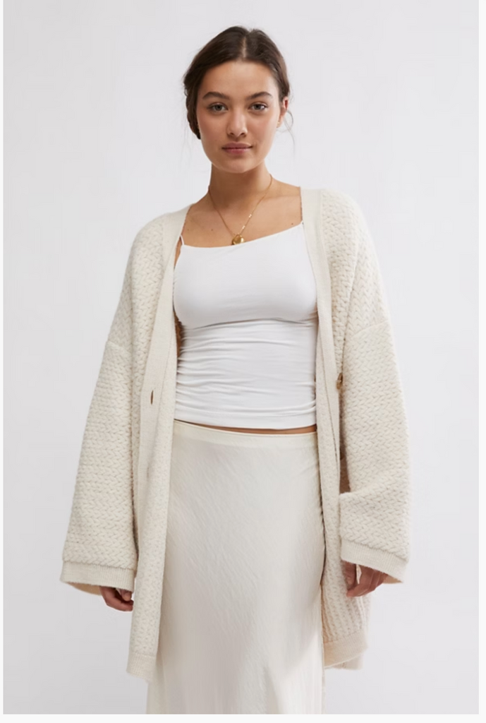 HERRINGBONE STITCH KIMONO / IVORY