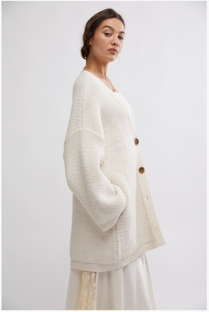 HERRINGBONE STITCH KIMONO / IVORY