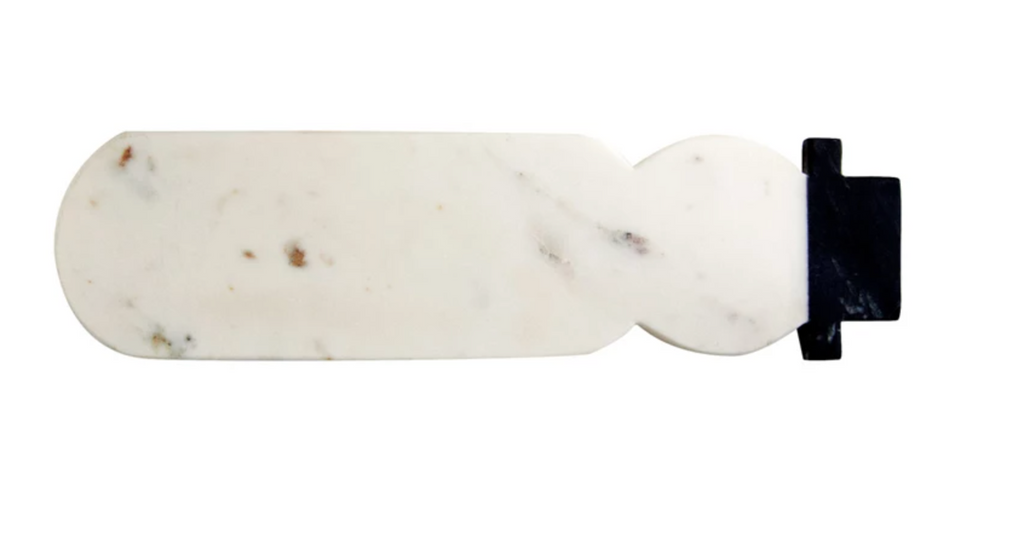 Marble Snowman Shaped Cheese/Cutting Board, White & Black