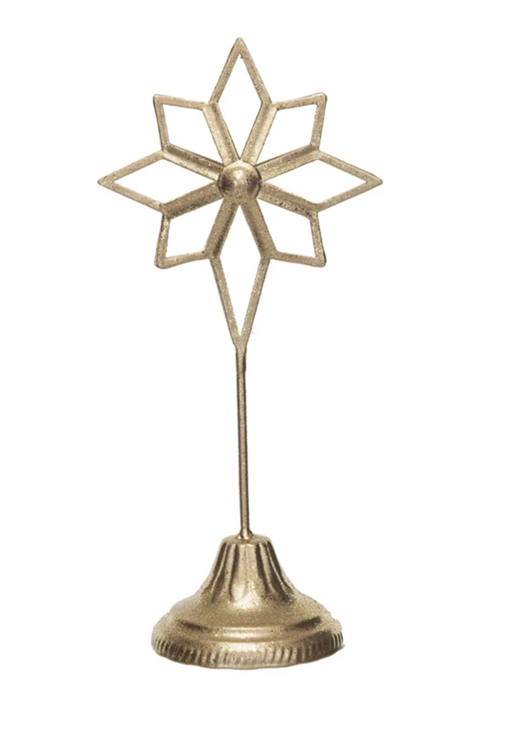 Metal Star on Stand, Gold Finish