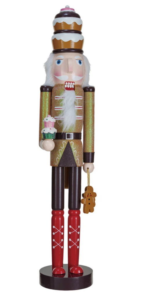 Wood Nutcracker w/ Cupcake & Gingerbread Man, Multi Color