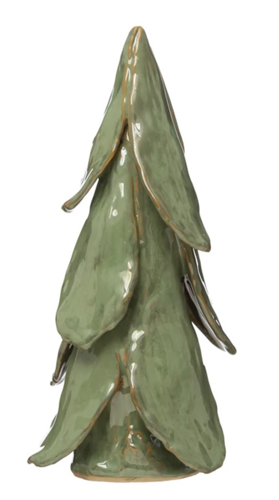 5-1/2" Round x 11"H Handmade Stoneware Tree, Reactive Glaze, Mint Color