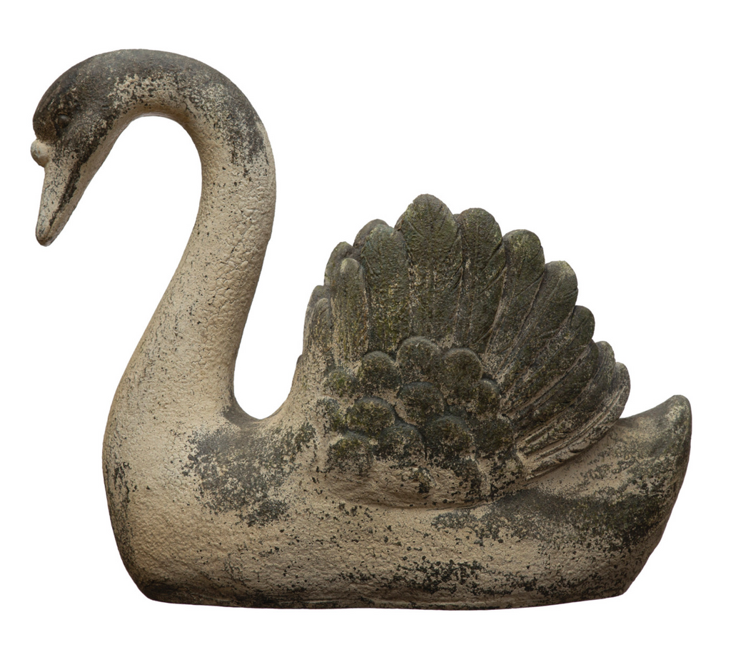 Magnesia Swan Planter, Heavily Distressed Finish, Truck Ship (Each One Will Vary)