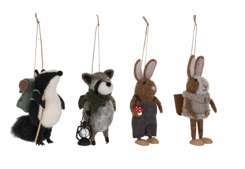 Handmade Wool Felt Forest Animal Ornament, 4 Styles