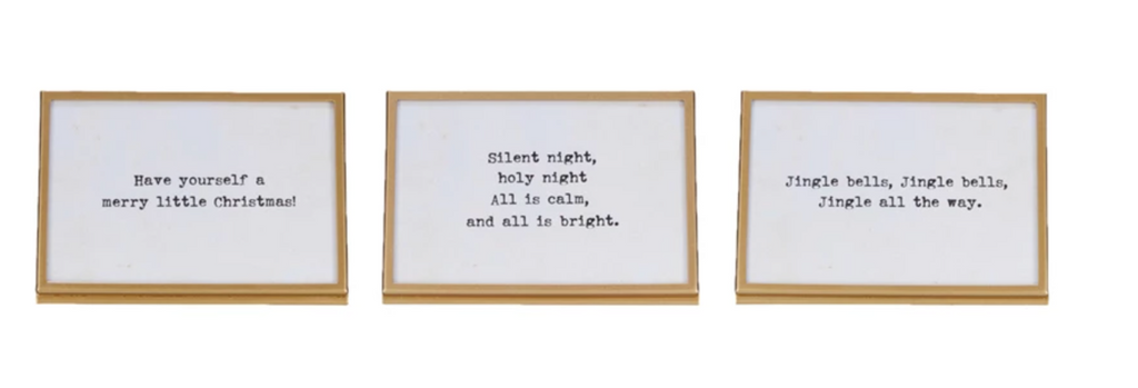 Metal & Glass Frame w/ Easel & Saying, Gold Finish, 3 Styles (Holds 4" x 6" Photo)