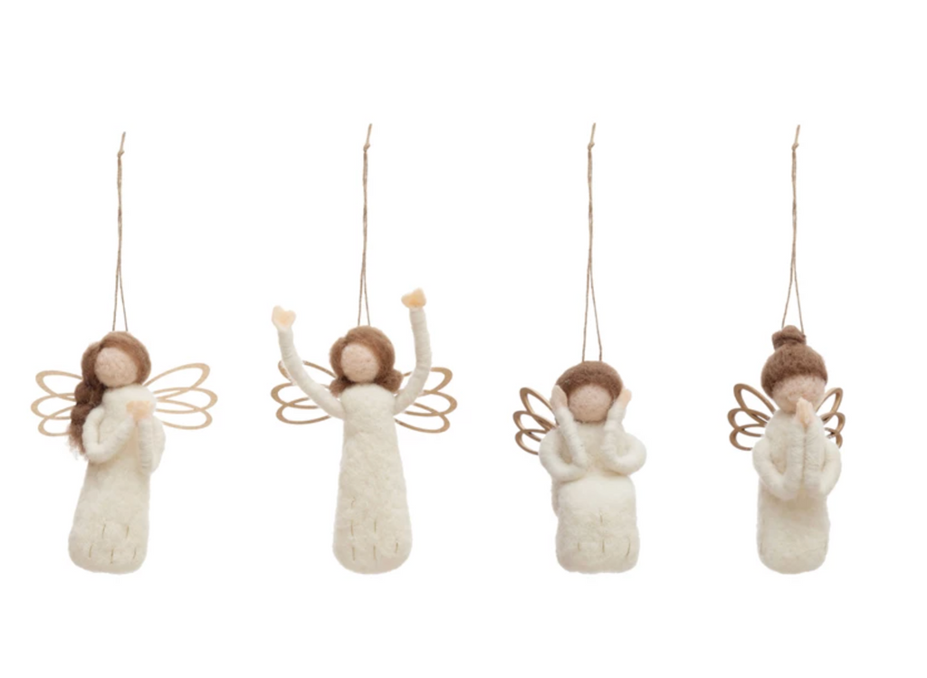 Wool Felt Angel Ornament, 4 Styles