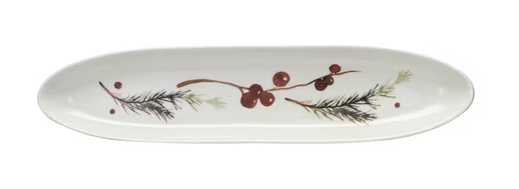 Stoneware Dish w/ Seasonal Botanicals