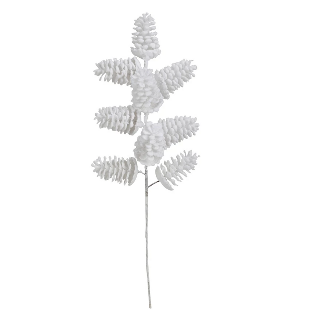 Flocked Faux Pinecone Pick, Snow Finish