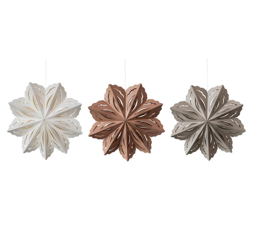 Recycled Paper Folding Snowflake Ornament, 3 Colors