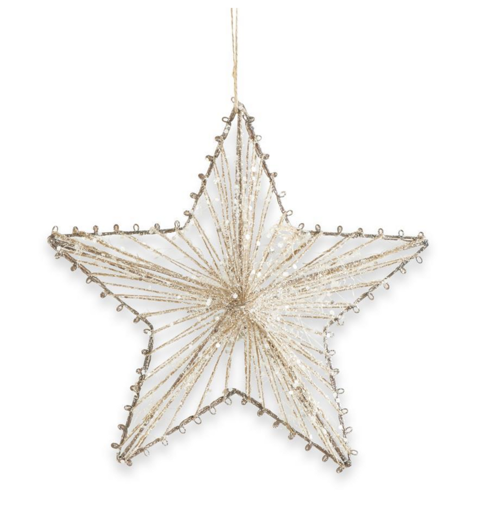 8 Inch Glittered Jute Star Ornament