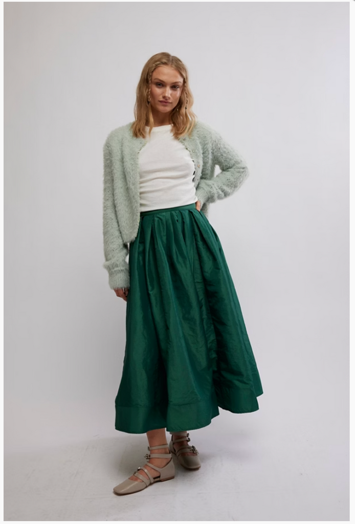 EMILIA FULL SKIRT / UNCUT EMERALD