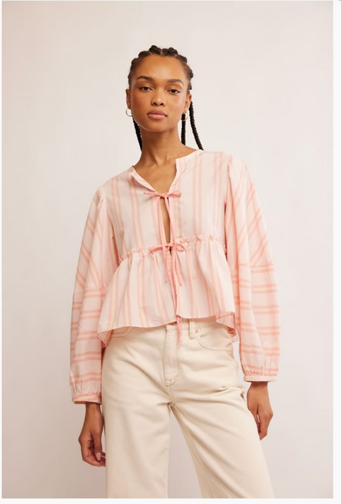 BRUNCH BABE BLOUSE / PINK + YELLOW COMBO