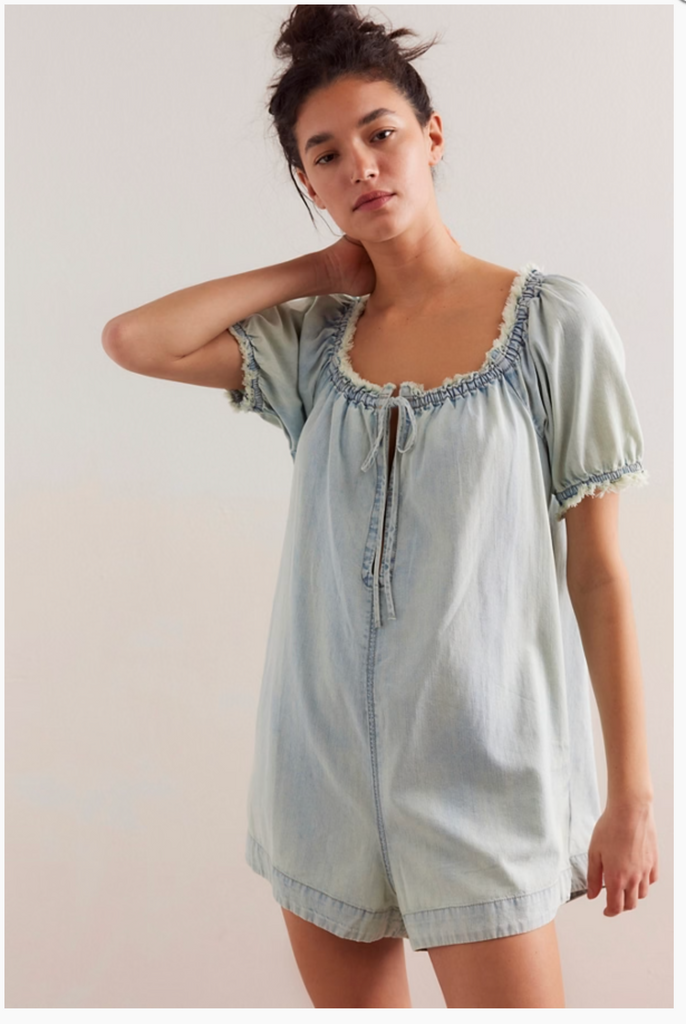 DAISY DENIM BABYDOLL ROMPER / AUGUST BLUE