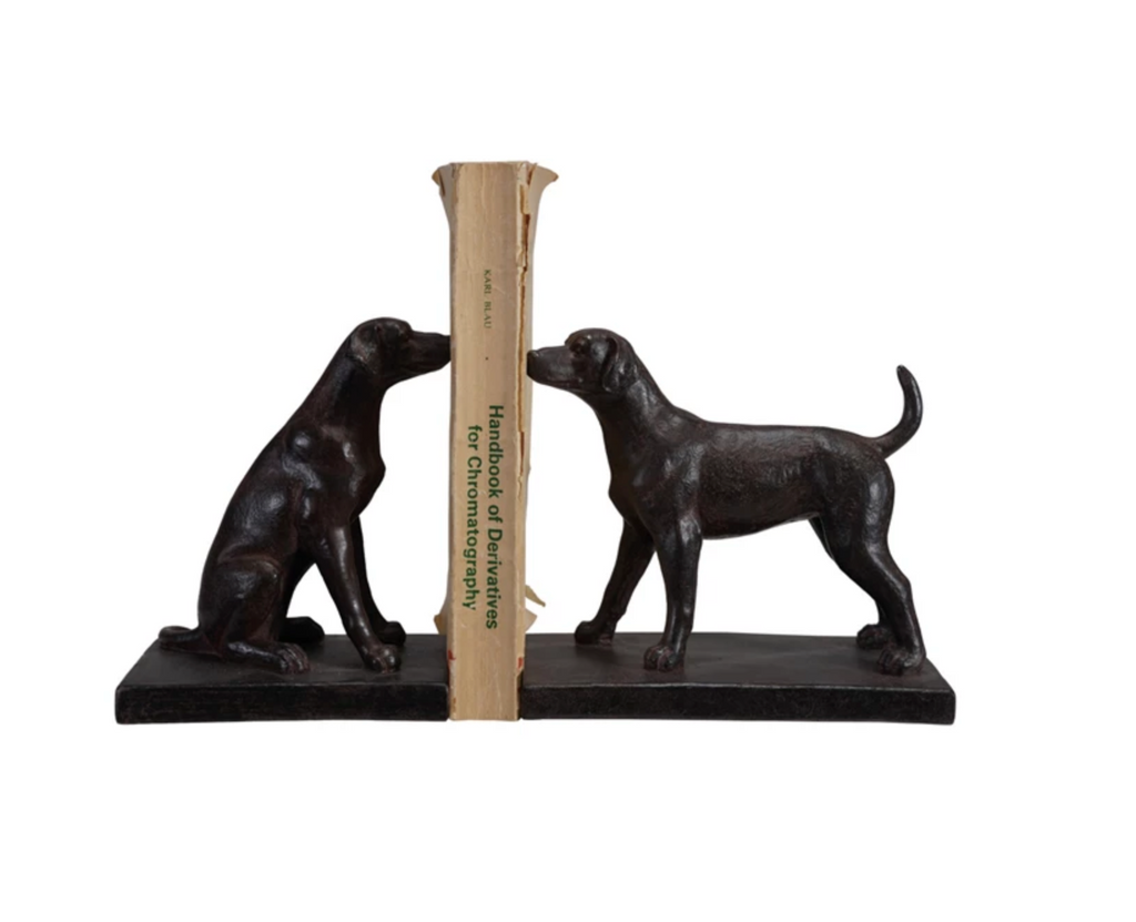 Resin Dog Bookends, Black