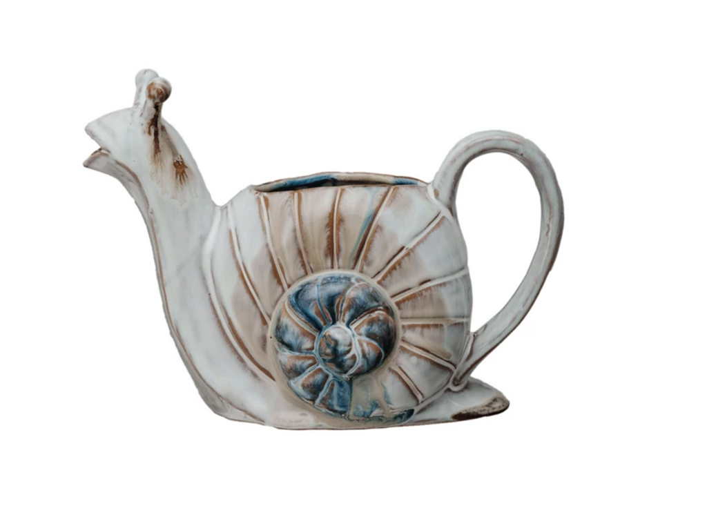 24 oz. Stoneware Snail Watering Can (Each One Will Vary)