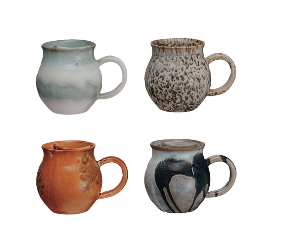 16 oz. Stoneware Mug w/ Tea Bag Holder, 4 Colors (Each One Will Vary)