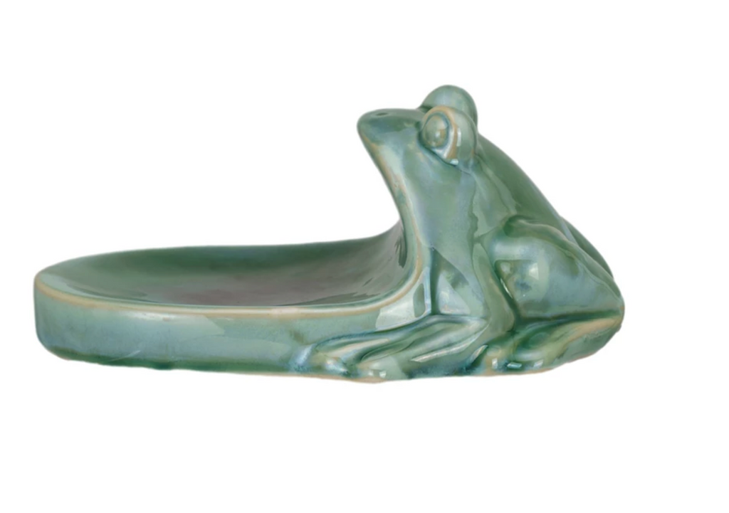 Stoneware Frog Soap Dish, Green (Each One Will Vary)