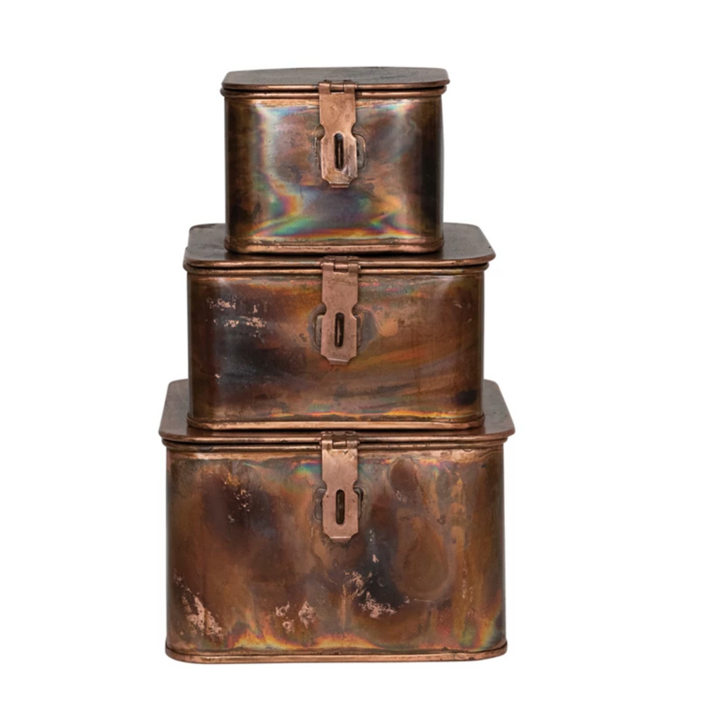 Decorative Metal Boxes, Burnt Copper Finish