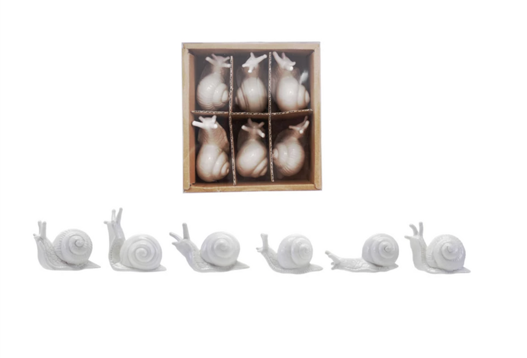 Stoneware Snails, White,