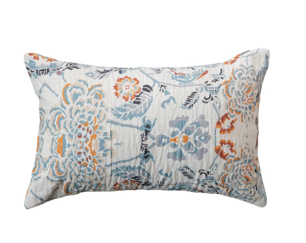 14"L x 9"H Cotton Voile Printed Lumbar Pillow (Each One Will Vary)