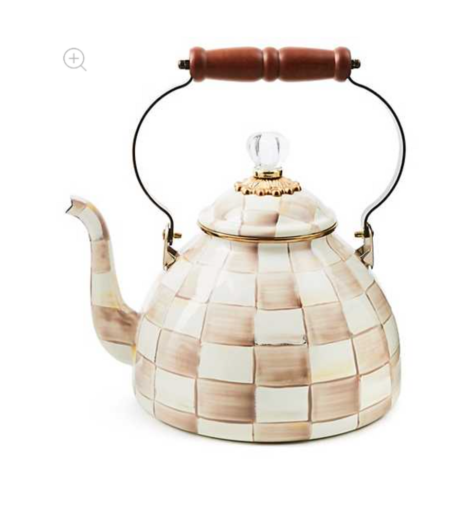 Mocha Check 3 Quart Tea Kettle