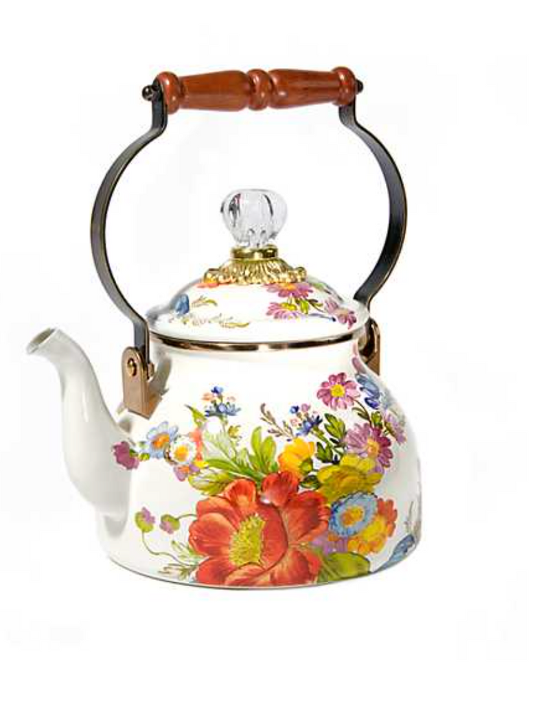 White Flower Market 2 Quart Tea Kettle