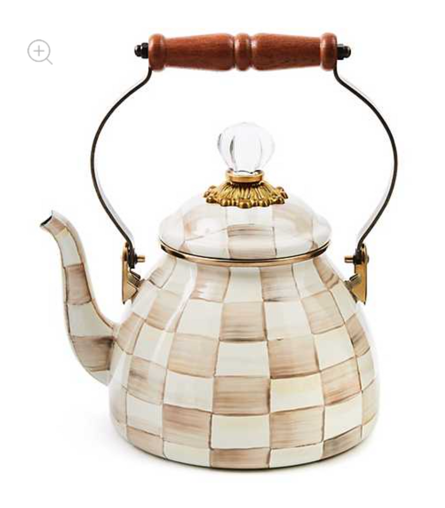 Mocha Check 2 Quart Tea Kettle