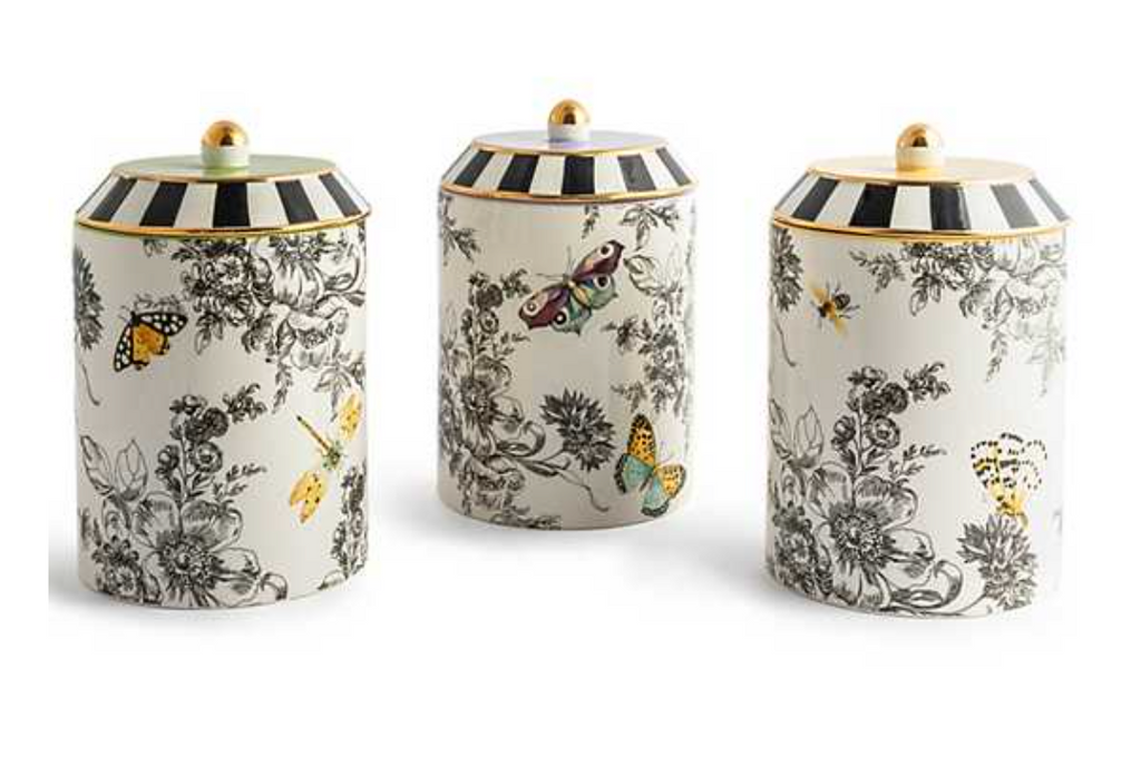 Butterfly Toile Canisters, Set of 3