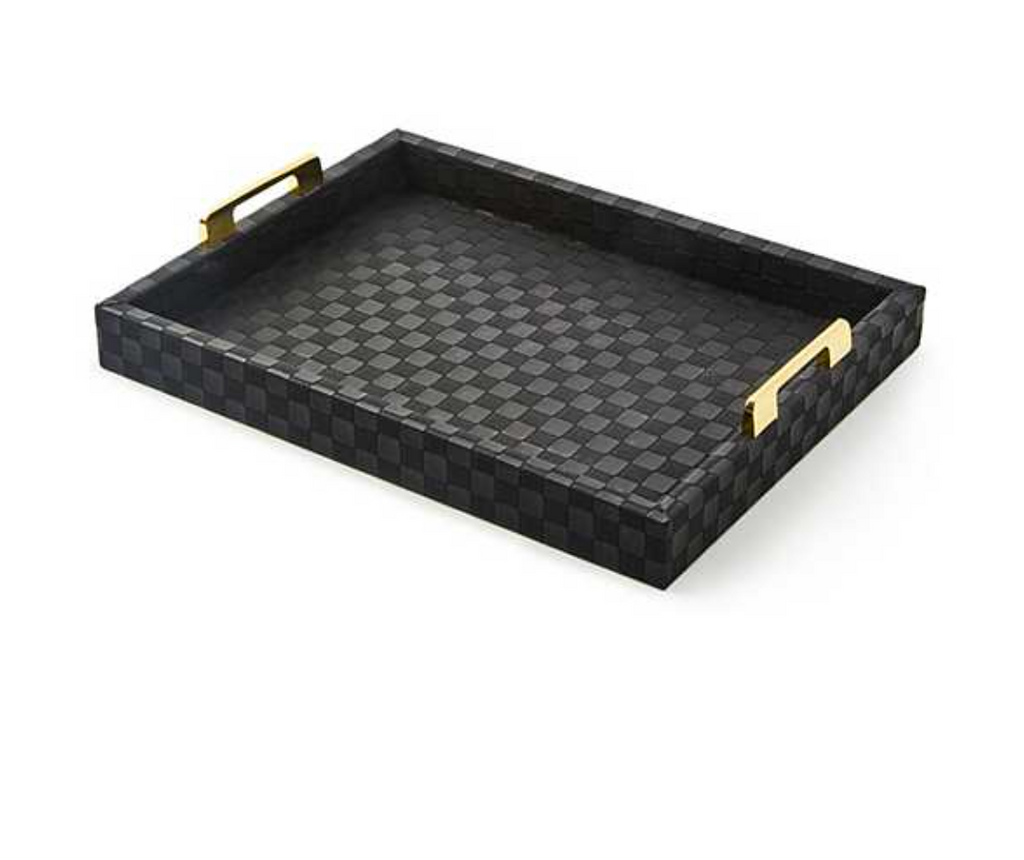 Black Faux Leather Small Tray