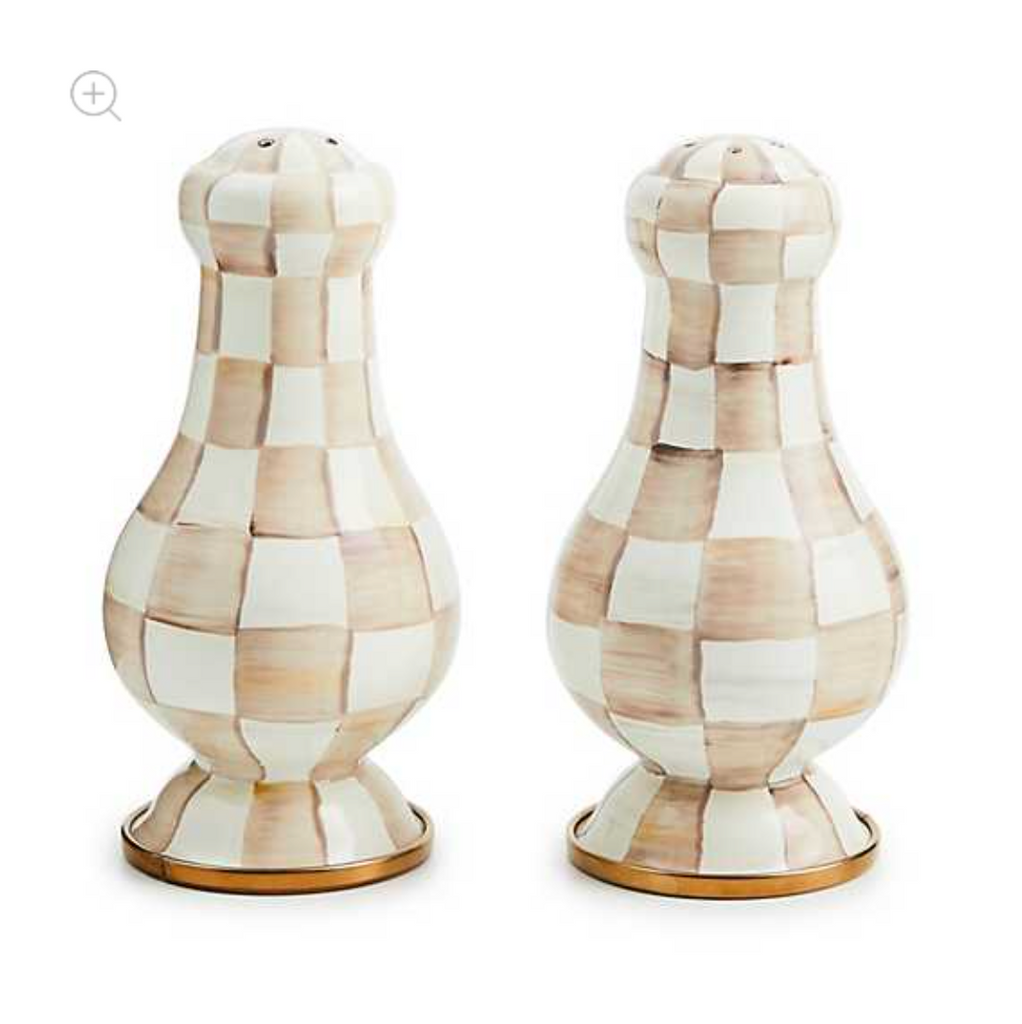 Mocha Check Large Salt & Pepper Shakers