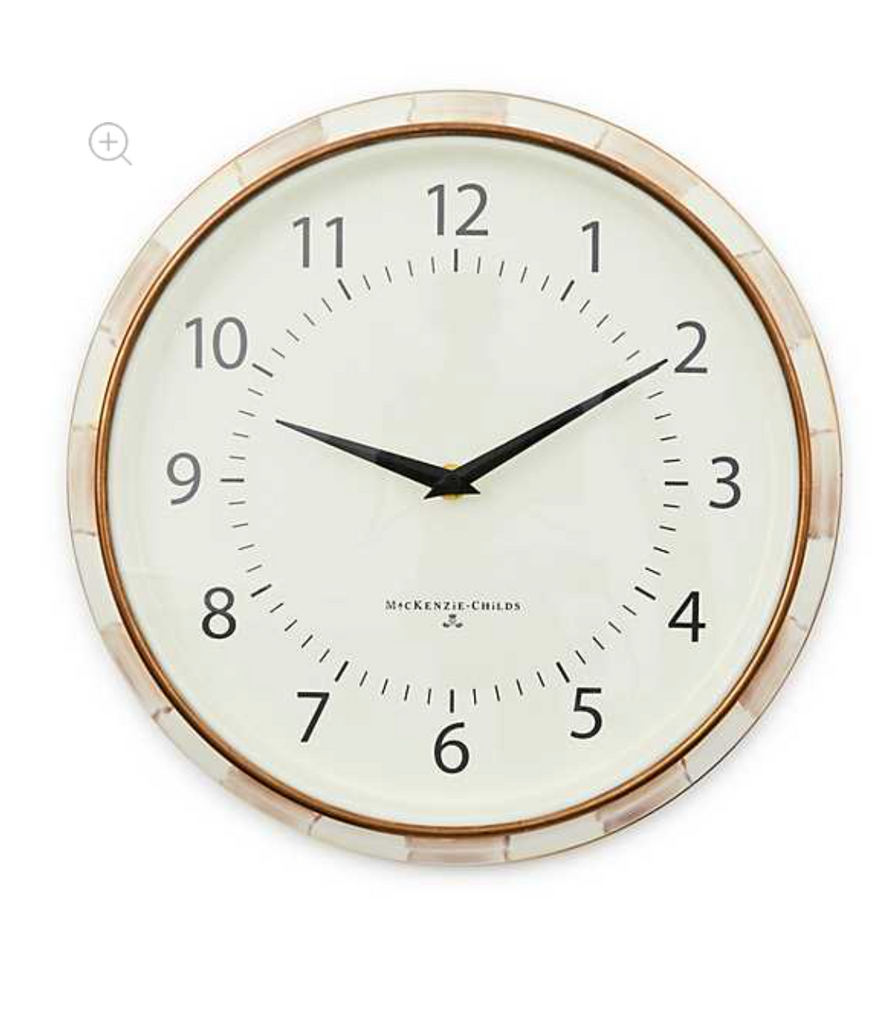 Mocha Check School Wall Clock