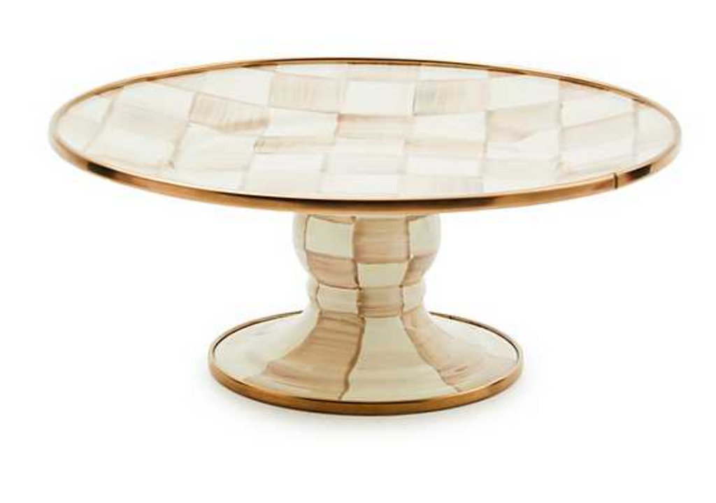 Mocha Check Mini Pedestal Platter