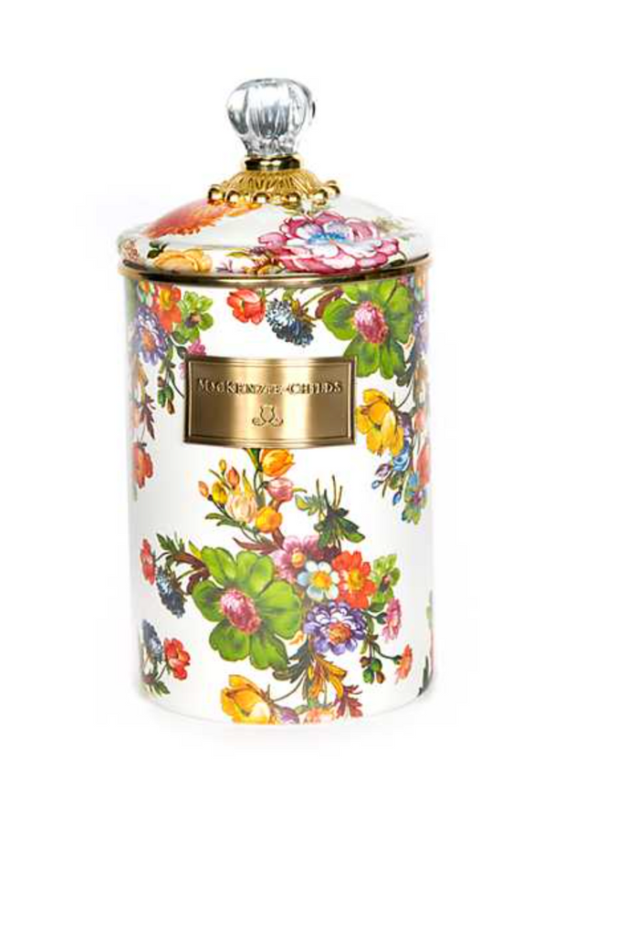 White Flower Market Large Canister