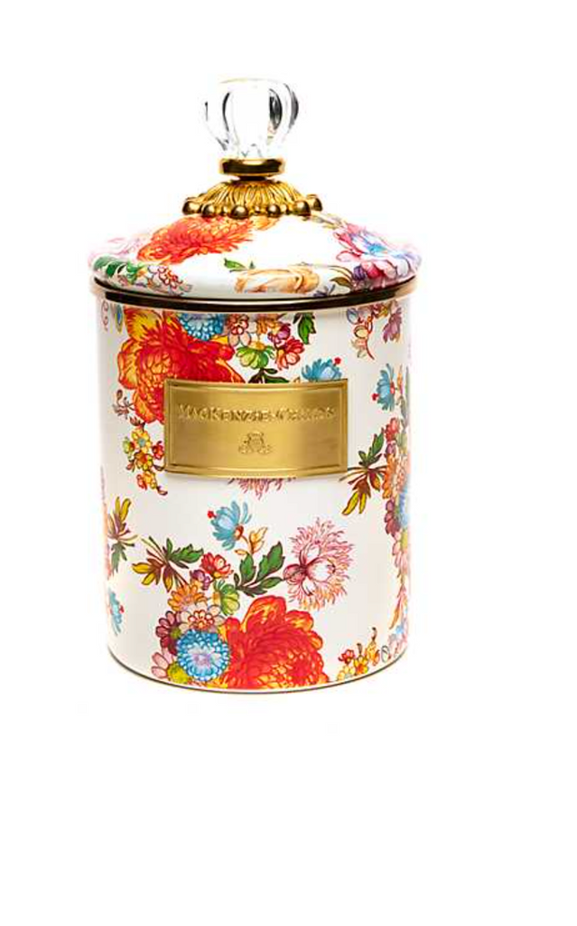 White Flower Market Medium Canister