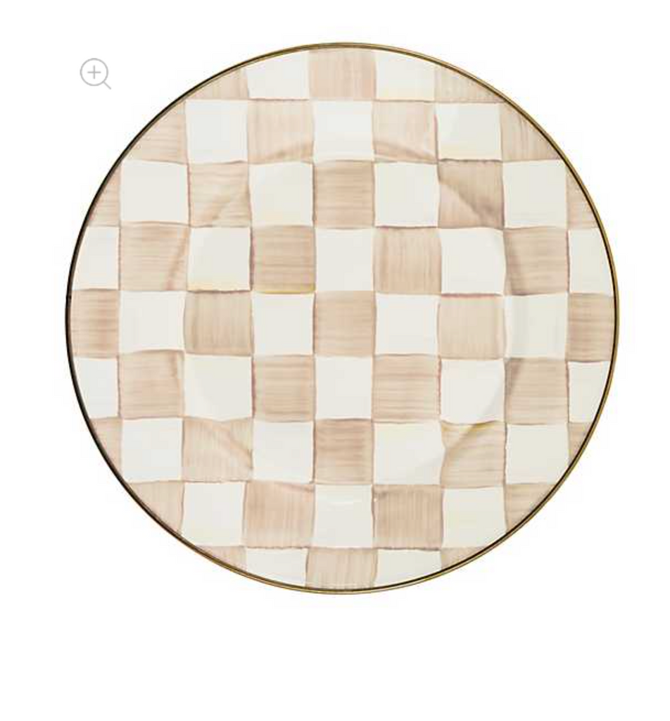 Mocha Check Dinner Plate