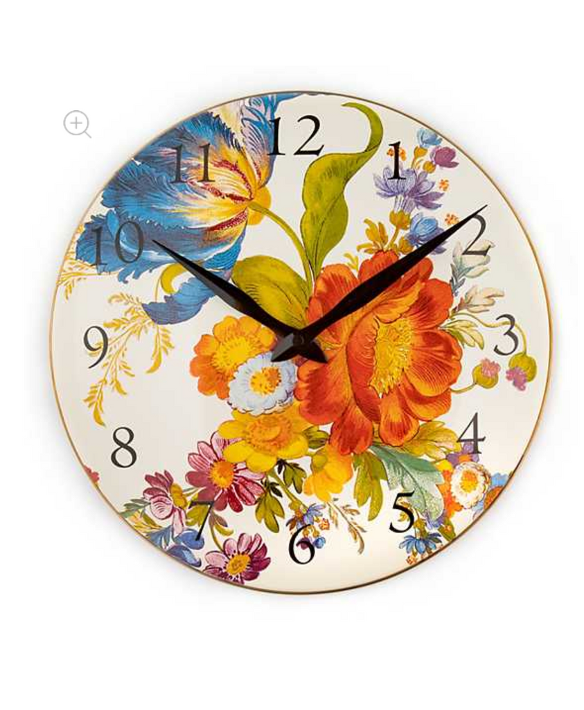 White Flower Market Wall Clock